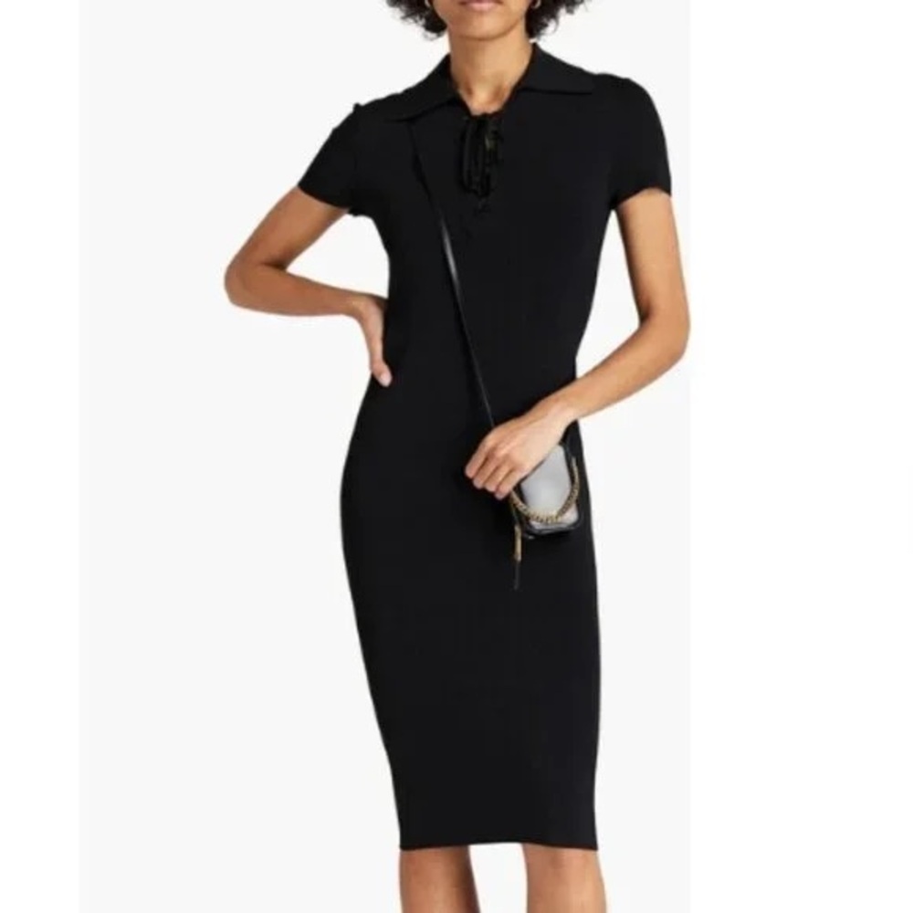 Alice + Olivia Janna Lace-Up Polo Shirt Dress